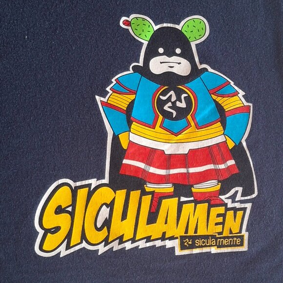 T Shirt Italian Sicilian Super Hero Siculamente Siculamen Size L Large - Picture 1 of 8